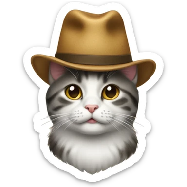 A cat on top of a another cat with a hat sticker