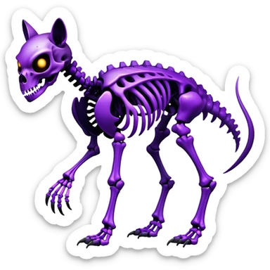A black and purple gradient epic shiny cool edgy skeletal animal, full body sticker