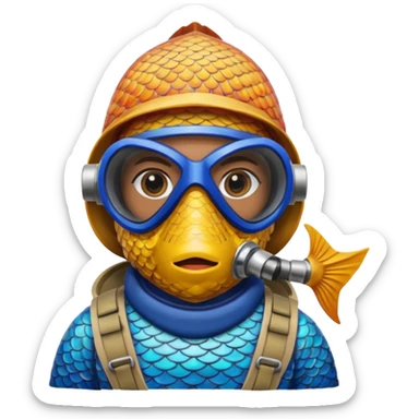 poisson qui pêche sticker