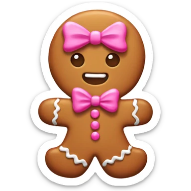 Gingerbread cookie with pink bow  sticker