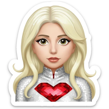 Lady Gaga with long platinum blonde hair, white sequin outfit sticker