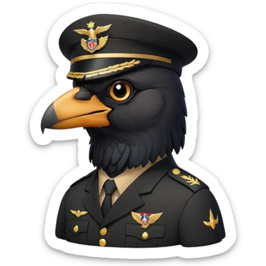eine kleiner schwarzer rabe im military stil,   sticker