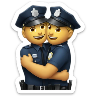 two police men with hats hugging sticker