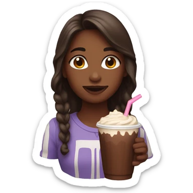 girl drinking chocolate shake sticker