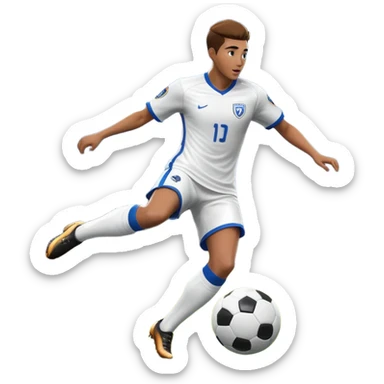 An icon representing sports gaming, inspired by EA Sports FC 25. The design features a dynamic soccer player kicking a ball, with a digital scoreboard in the background. Bright stadium lights illuminate the action, capturing the thrill of the game. Transparent background sticker
