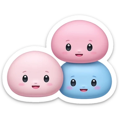2 cute japanese mochi kawaii in pastel sticker