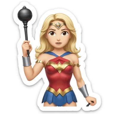 Blonde Wonder Woman holding conductor’s baton and bell  sticker