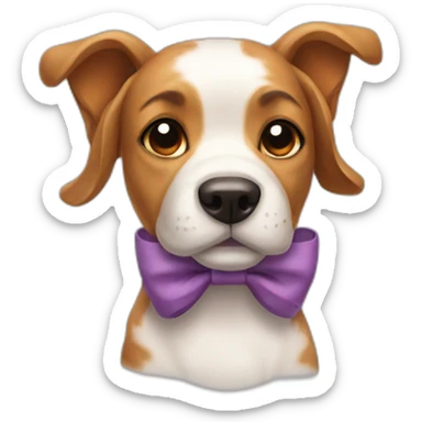 Dog with bow On the head sticker
