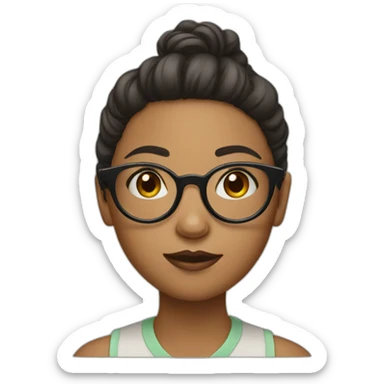 a girl with big round glasses  sticker