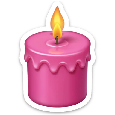 Draw a pink candle with a flame on it from a top-down view. sticker