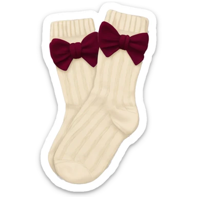 aesthetic biege socks with burgundy bows sticker