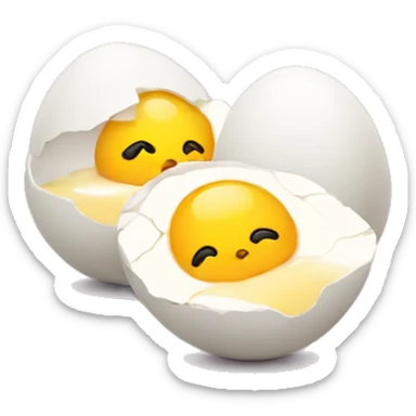 Cracked eggs with chick sticker