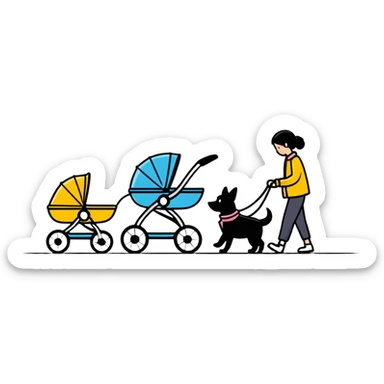 walking dog with stroller sticker