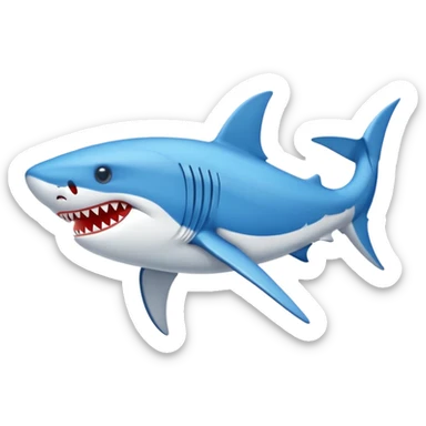 Un tiburón azul con zapatillas Nike rojas, mirando hacia la izquierda y un poco hacia abajo sticker