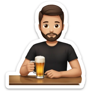 Brunette Guy with very short beard at the bar sticker