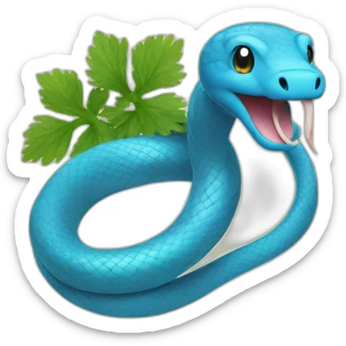 Blue Snake with cilantro around neck sticker