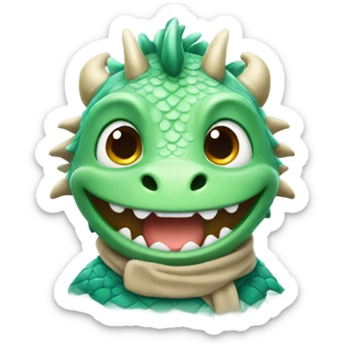 Happy dragon. Wearing winter clothes.  sticker