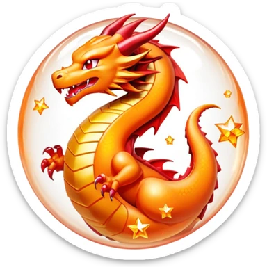 Orange crystal Dragon Ball with red stars inside, inspired by Dragon Ball anime sticker