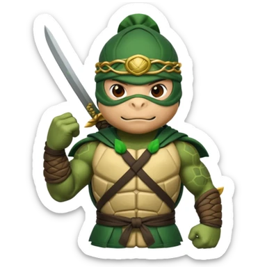 a turle ninja wearing laurel wreaths sticker