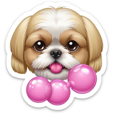 Blonde Shih tzu blowing bubble gum sticker