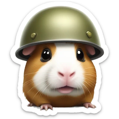 traumatised guinea pig with soldier helmet askew sticker