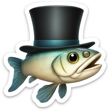fish wearing a top hat sticker