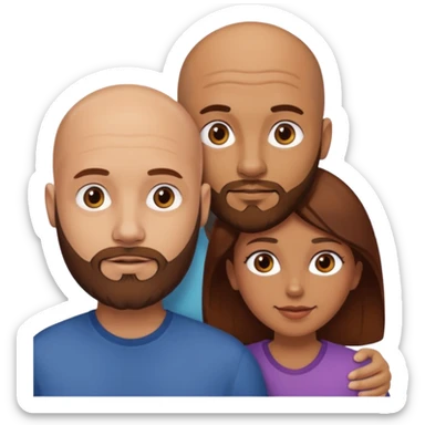 Couple. A bald man with brown beard and a girl with dark yellowish brown auburn hair. sticker