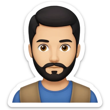 Handsome man with black hair and beard sticker