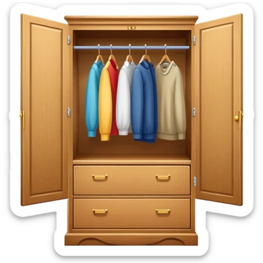 wooden wardrobe closet with clothes sticker