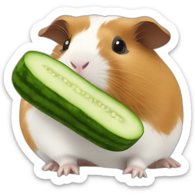 Guinea pig eating cucumber sticker