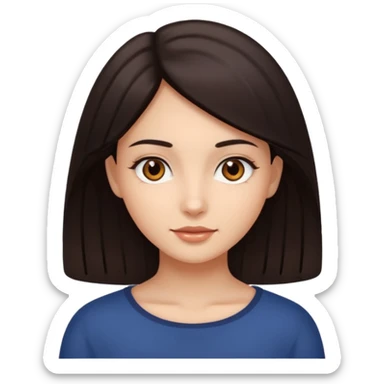 Make an emoji of a girl with smooth, radiant skin, dark hair and brown eyes sticker