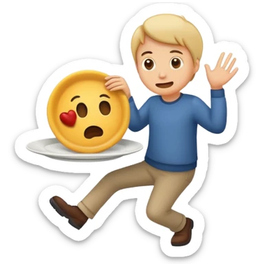 humorous emoji of a person sneaking away from a plate of food, lighthearted and fun sticker
