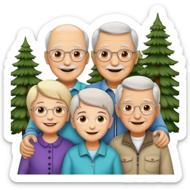 two kids light skin with her grand parents sticker