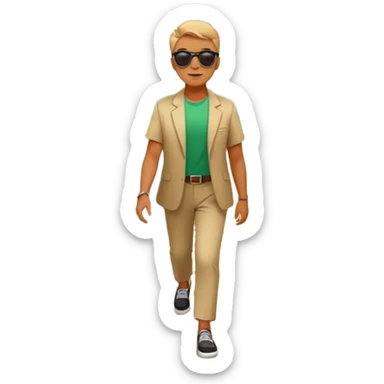 someone walking IN THE GARDEN on a path with flower and plants around him(keep the background) sticker