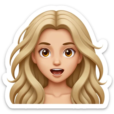 Clubbing girl crazy sultry excited, long hair sticker