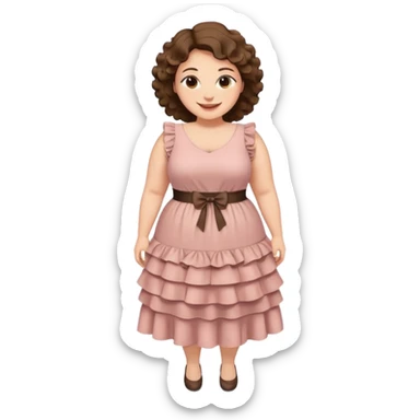 Can you make and she’s wearing a dress like a ruffles and her hand is on her waist and she’s fat sticker