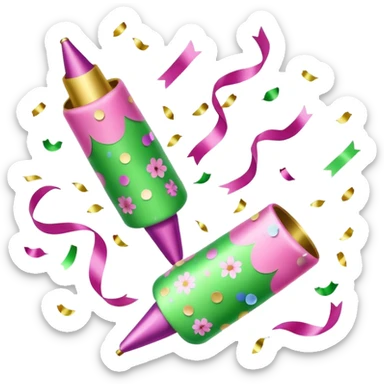 light green and light pink floral party poppers sticker