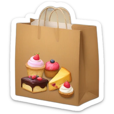 Cardboard bag with desserts sticker