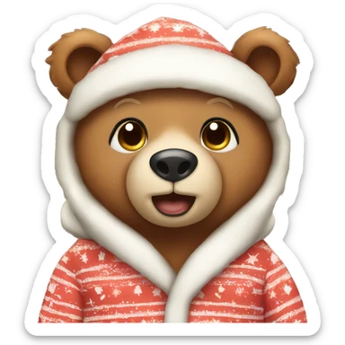 Cute bear wearing christmas pijamas sticker