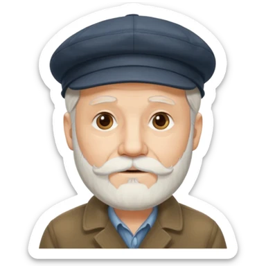 Old man white beard wearing a flat cap sticker