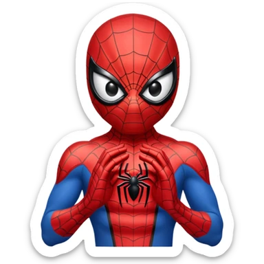 Spiderman qui met une bague a hello kity sticker