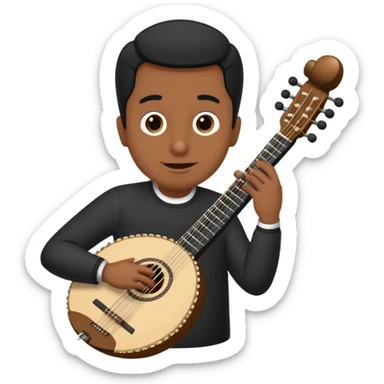 Caricatura de un gusano negro tocando el arpa sticker