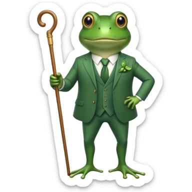 frog in a luxurious green suit, looking rich and confident sticker