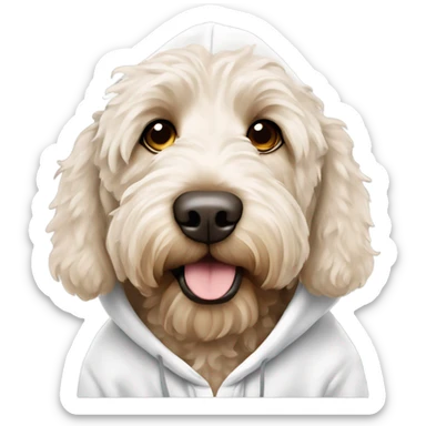 Labradoodle wearing white hoodie sticker