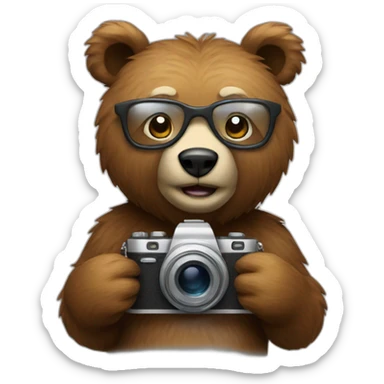 bear with photocamera sticker