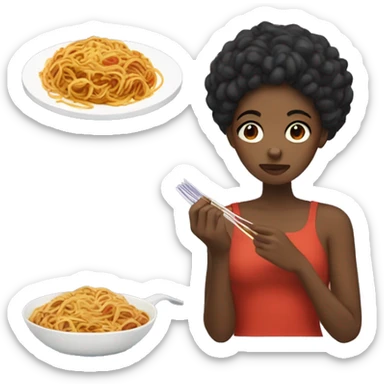 Black girl eating spaghetti  sticker