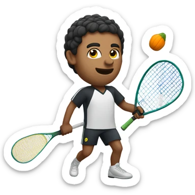 Mihail playing squash sticker