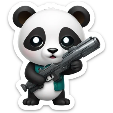 Panda with a ray gun sticker