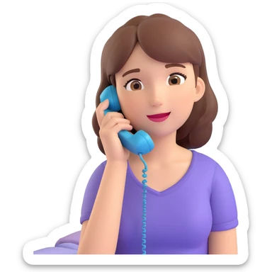 girl talking on phone bedroom background, close up pose sticker