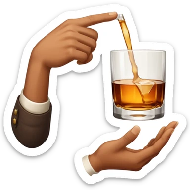White hand holding whiskey glass with arm (right hand) sticker